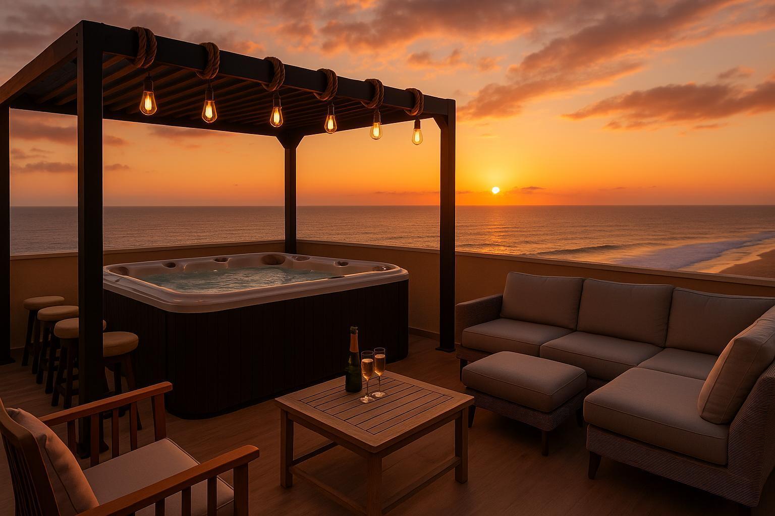 ג'קוזי חיצונית בשקיעה - ספא גורדונוס